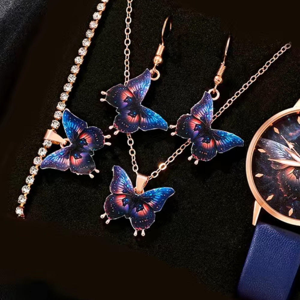 Absolutely Beautiful Butterfly Necklace, Earrings and Bracelet Set
